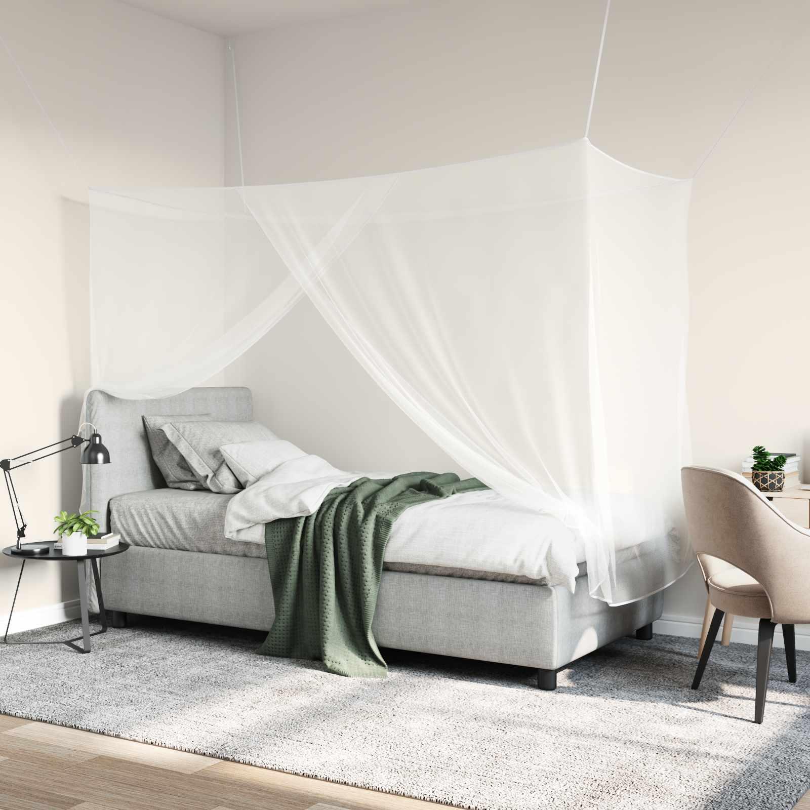 Myggenet til seng 156 mesh 3 stk Hvid Polyester