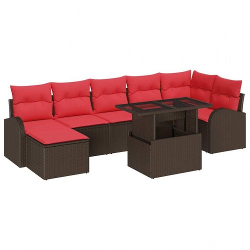 Havesofa Sæt med pude med opbevaring 8 stk Brun Poly rattan
