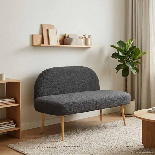 Polstret bænk med ryg Mørkegrå 110 x 60 x 76 cm Bouclé