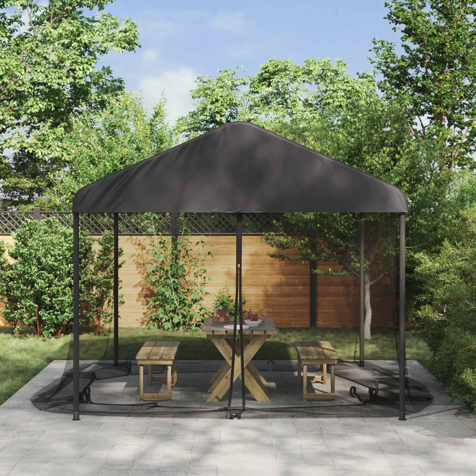 Myggenet til Gazebo 220 Maske 220 mesh Sort 3,6 x 3,6 x 2 m