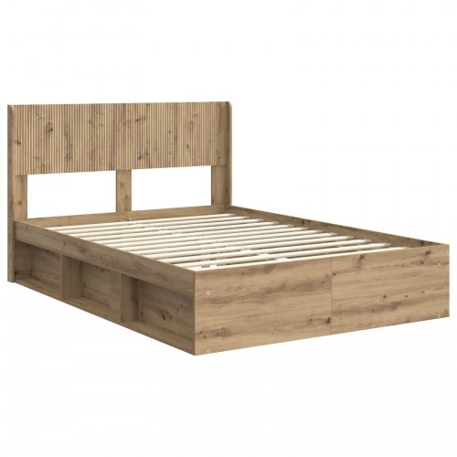 Sengestel med opbevaring og hovedgærde - Artisan eg 135 x 190 cm