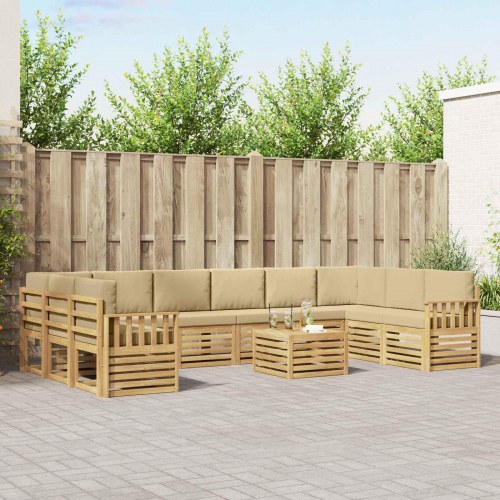 Udendørs sofagruppe 8 stk Hvid og Beige 59 x 59 x 37 cm