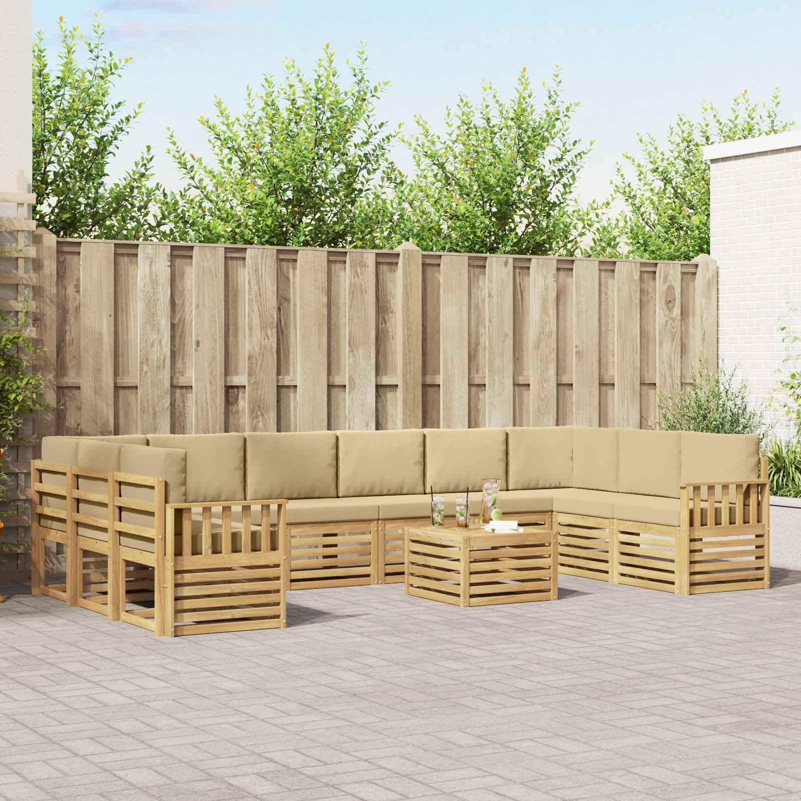 Udendørs sofagruppe 8 stk Hvid og Beige 59 x 59 x 37 cm