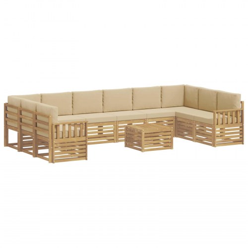 Udendørs sofagruppe 8 stk Hvid og Beige 59 x 59 x 37 cm