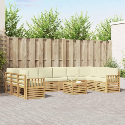Udendørs sofagruppe 8 stk Hvid og creme 59 x 59 x 37 cm