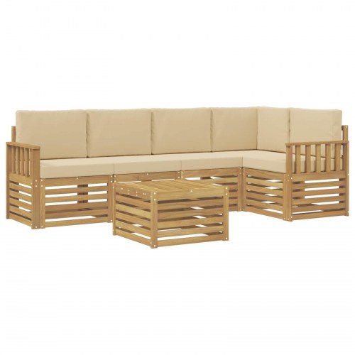Udendørs sofagruppe 6 stk Hvid og Beige 59 x 59 x 37 cm