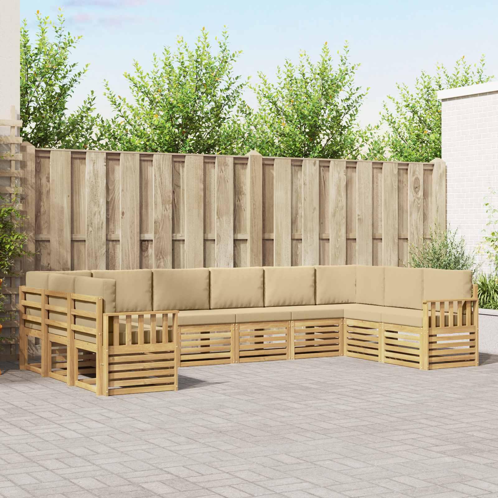 Udendørs sofagruppe 7 stk Hvid og Beige 363 x 187,5 x 73 cm
