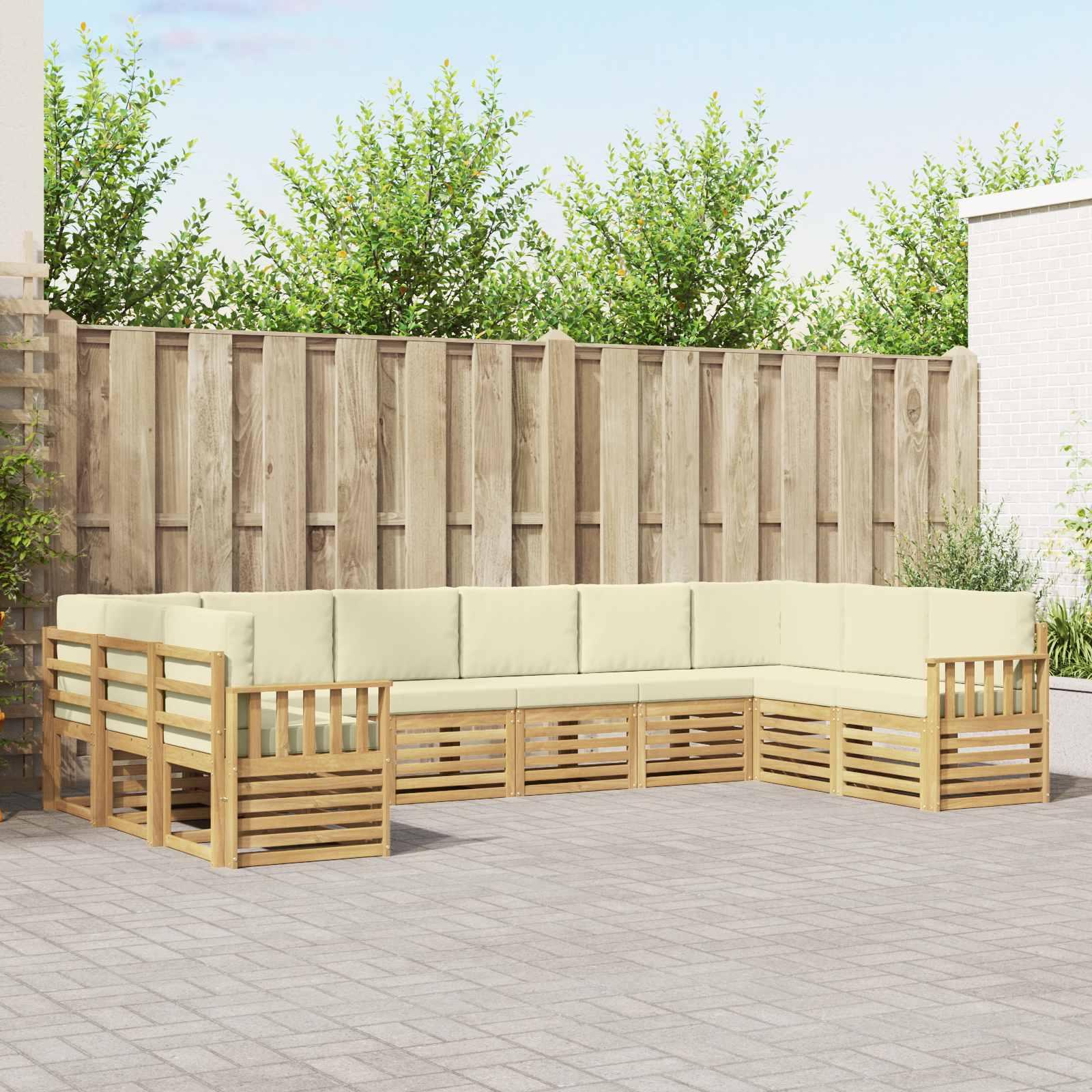 Udendørs sofagruppe 7 stk Hvid og creme 363 x 187,5 x 73 cm