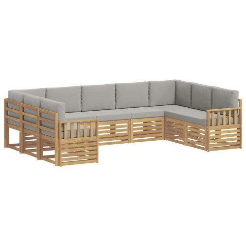 Udendørs sofagruppe 7 stk Hvid Og Lys Grå 304 x 128,5 x 73 cm