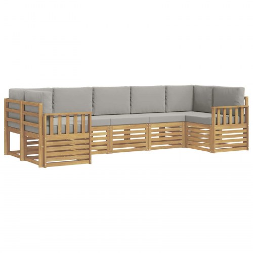 Udendørs sofagruppe 6 stk Hvid Og Lys Grå 304 x 128,5 x 73 cm