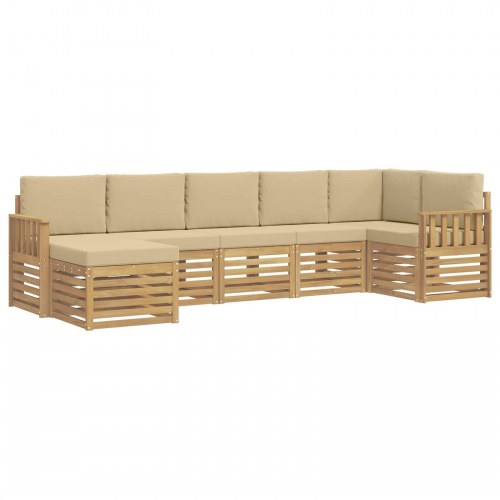 Udendørs sofagruppe 6 stk Hvid og Beige 306 x 128,5 x 73 cm