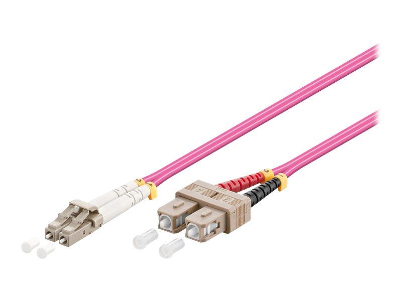 Goobay fiberoptisk netværkskabel OM4 1 m - SC til LC, multimodus, violet billede