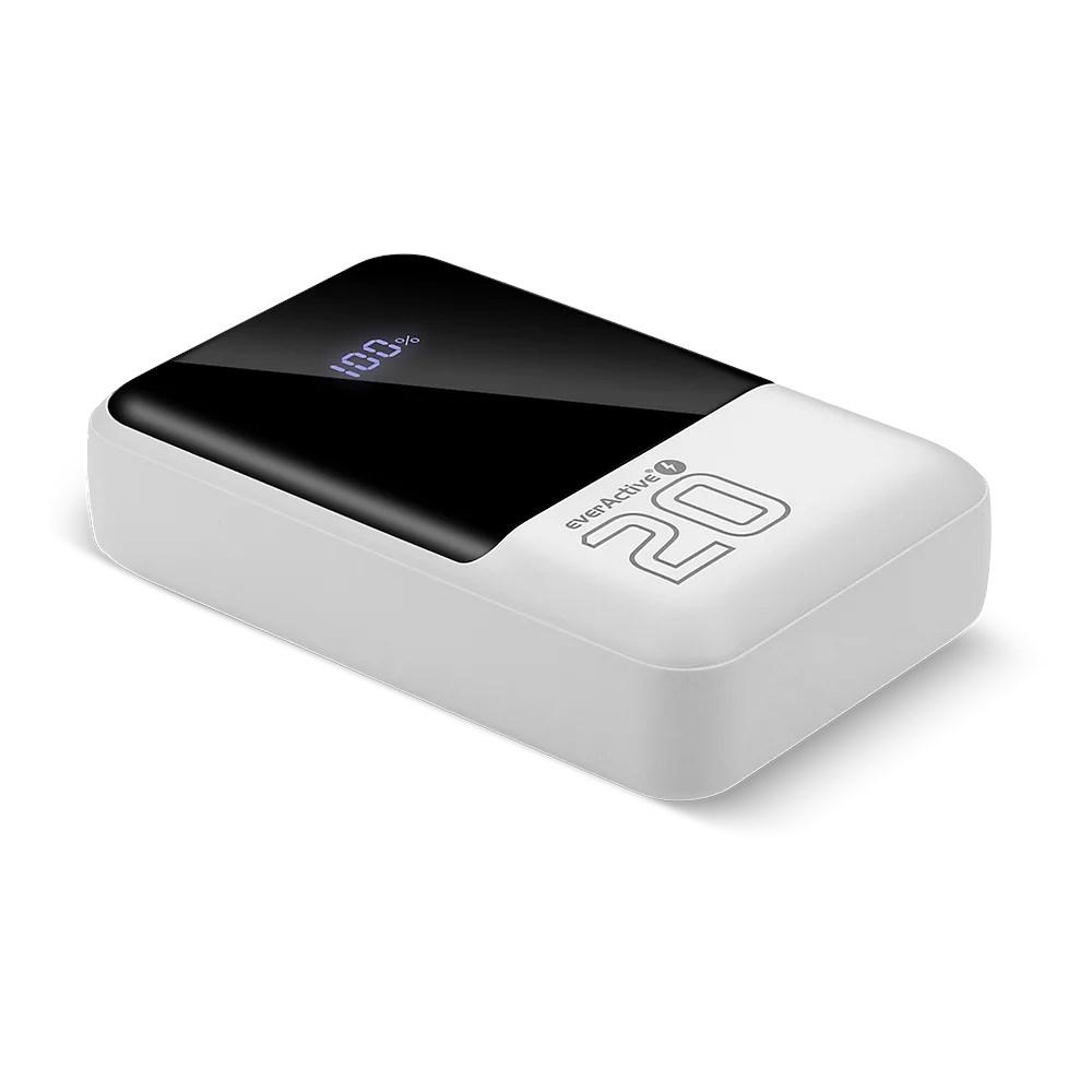 everActive EB-20Q powerbank 20.000 mAh - 22,5 W, 2x USB + USB‑C, hvid
