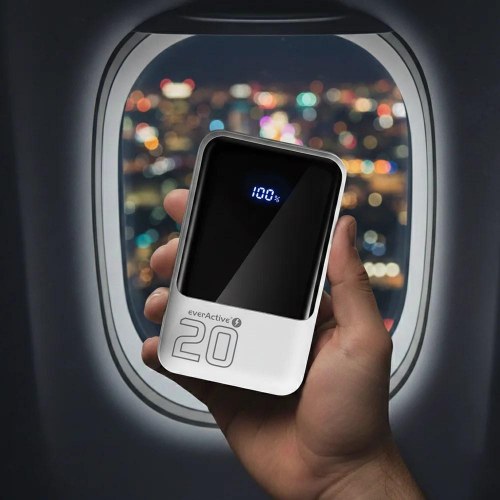 everActive EB-20Q powerbank 20.000 mAh - 22,5 W, 2x USB + USB‑C, hvid
