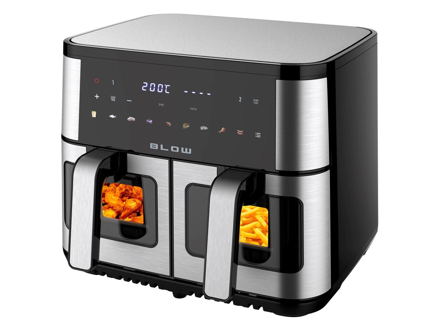 BLOW Airfryer 9 l - Dobbelt kurv, 2.500 W varmluftfriture med 8 programmer