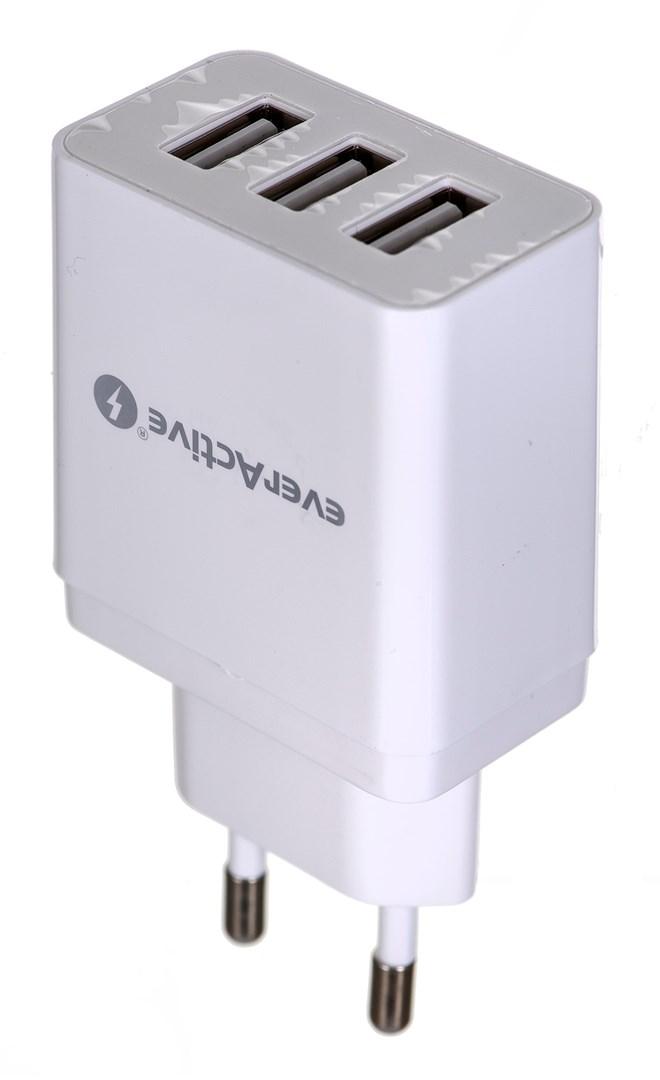 everActive SC-300 vægoplader - 3x USB, 3,4 A - Hvid