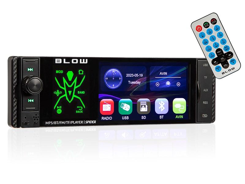 BLOW SPIDER bilradio 4" RDS RGB - MP5/USB/microSD/Bluetooth