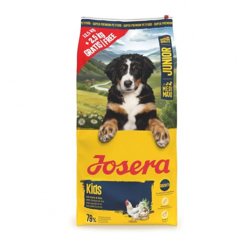 JOSERA Junior Kids Medium/Maxi kylling - tørfoder til hund - 12,5 kg + 2,5 kg