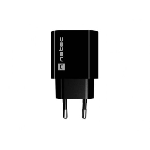 NATEC Ribera vægoplader 20 W - 1x USB-A + 1x USB-C, sort