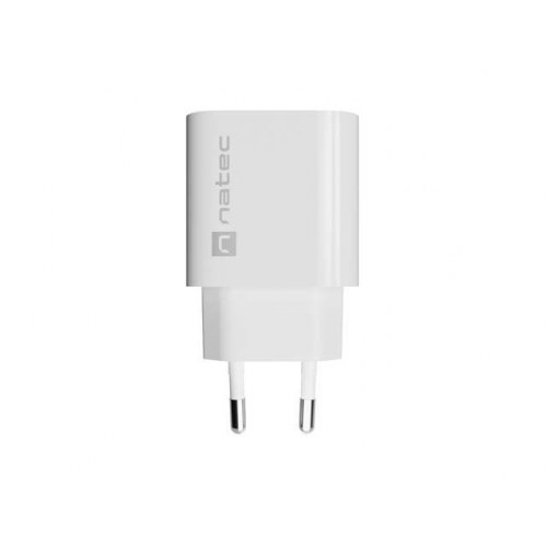 Natec Ribera vægoplader 20 W - 1x USB-A + 1x USB-C, hvid