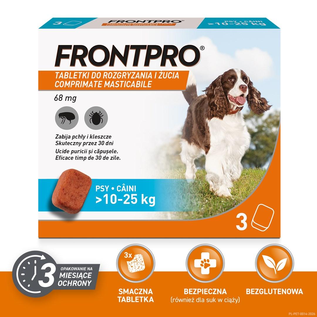 FrontPro tyggetabletter mod lopper og flåter til hunde >10-25 kg - 3 x 68 mg