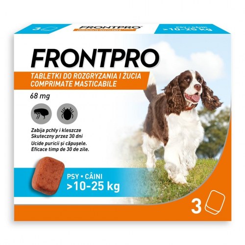 FrontPro tyggetabletter mod lopper og flåter til hunde >10-25 kg - 3 x 68 mg