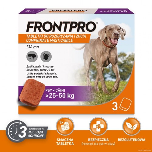 FrontPro FrontPro tyggetabletter mod lopper og flåter til hunde >25-50 kg - 3 × 136 mg