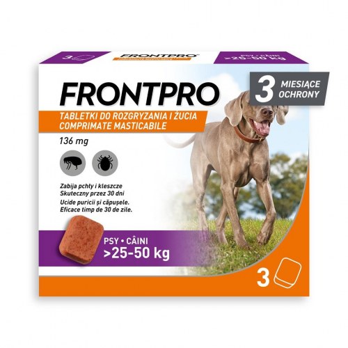 FrontPro FrontPro tyggetabletter mod lopper og flåter til hunde >25-50 kg - 3 × 136 mg