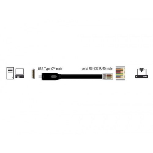DELOCK 63912 USB-C til RJ45 serielt kabel - 2 m, sort