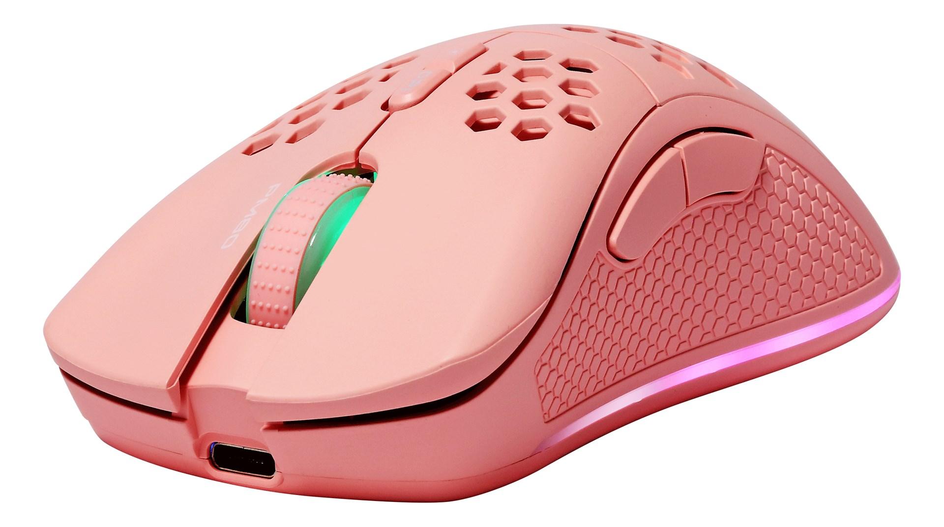 Deltaco Gaming GAM-120-P trådløs gaming-mus - RF + USB-C, pink billede