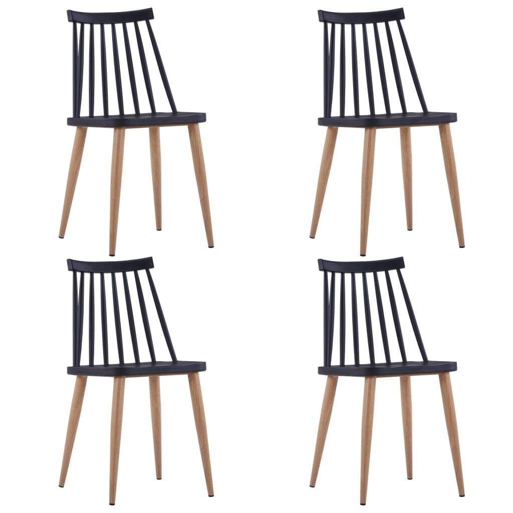 Spisebordsstole 4 stk. plastik stål sort