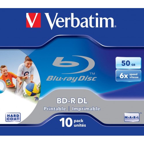Verbatim BD-R DL Blu-ray 50 GB - 6x, printbar, 10-pak