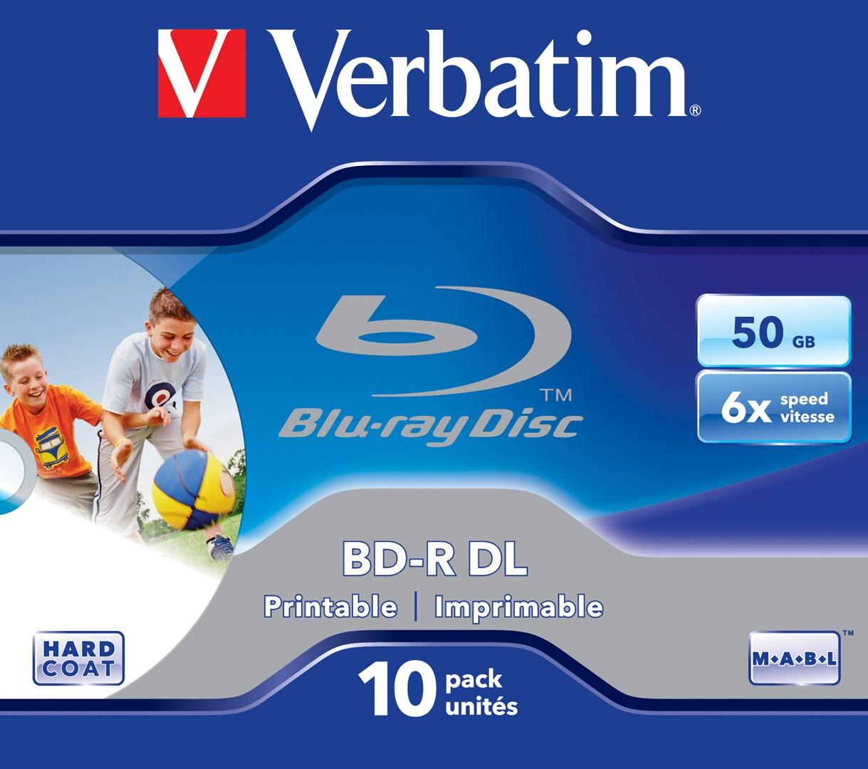 Verbatim BD-R DL Blu-ray 50 GB - 6x, printbar, 10-pak