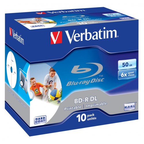 Verbatim BD-R DL Blu-ray 50 GB - 6x, printbar, 10-pak