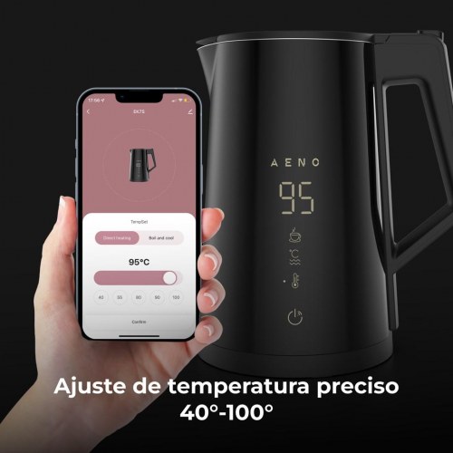 AENO EK7S elkedel 1,7 l 2.200 W - sort, Wi‑Fi og temperaturvalg