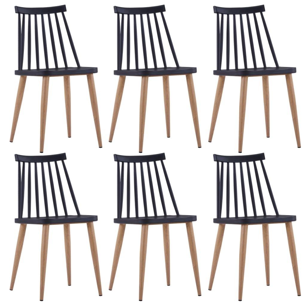 Spisebordsstole 6 stk. plastik stål sort