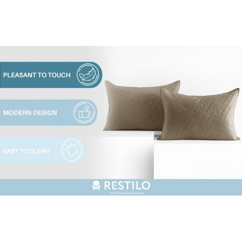 RESTILO LAILA pudebetræk 50×70 cm - cappuccino, præget fløjl (polyester), sæt á 2