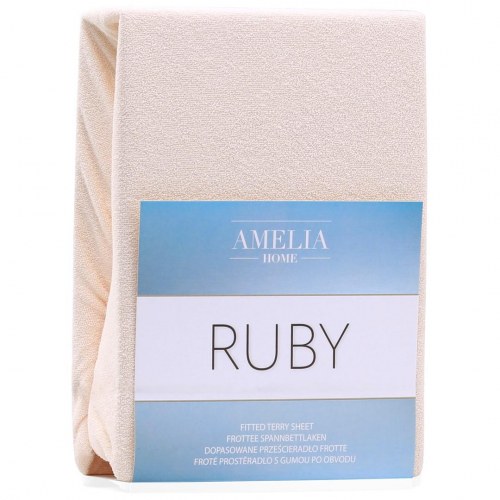 Amelia Home RUBY faconlagen i frotté - beige, 160-180×200 cm