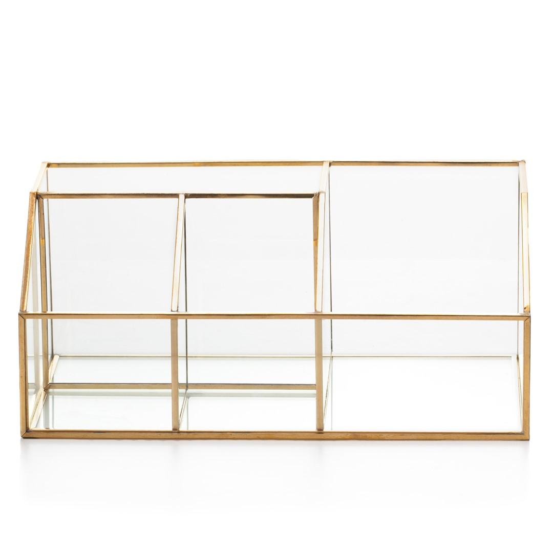 AmeliaHome Brasso - organizer til smykker og makeup i metal og glas