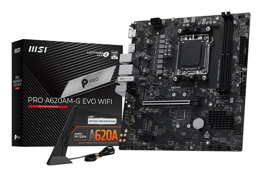 MSI PRO A620AM-G EVO WIFI bundkort - AMD A620, AM5, DDR5, mATX