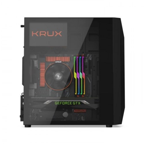 KRUX Astro Cube - sort micro ATX/Mini‑ITX pc‑kabinet med sidevindue