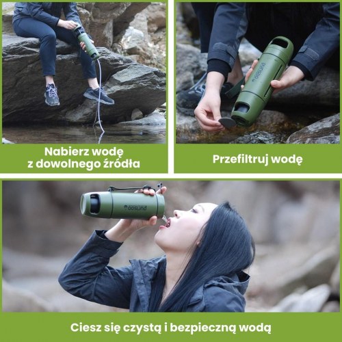 Extralink Purisoo+ vandfilterflaske 0,4 l - grøn/oliven