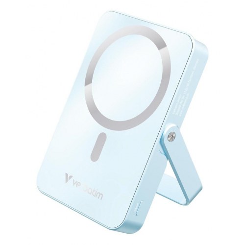 Verbatim Charge ‘n’ Go magnetisk powerbank med stand - 10.000 mAh, USB‑C PD 3.0, blå