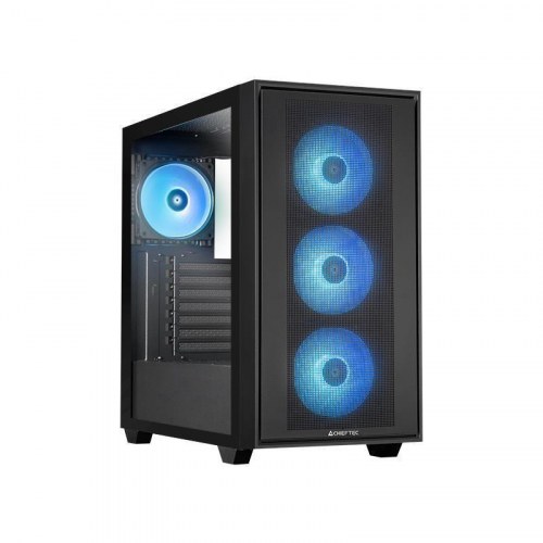 Chieftec miditower ATX kabinet - sort med frontmesh og blæsere