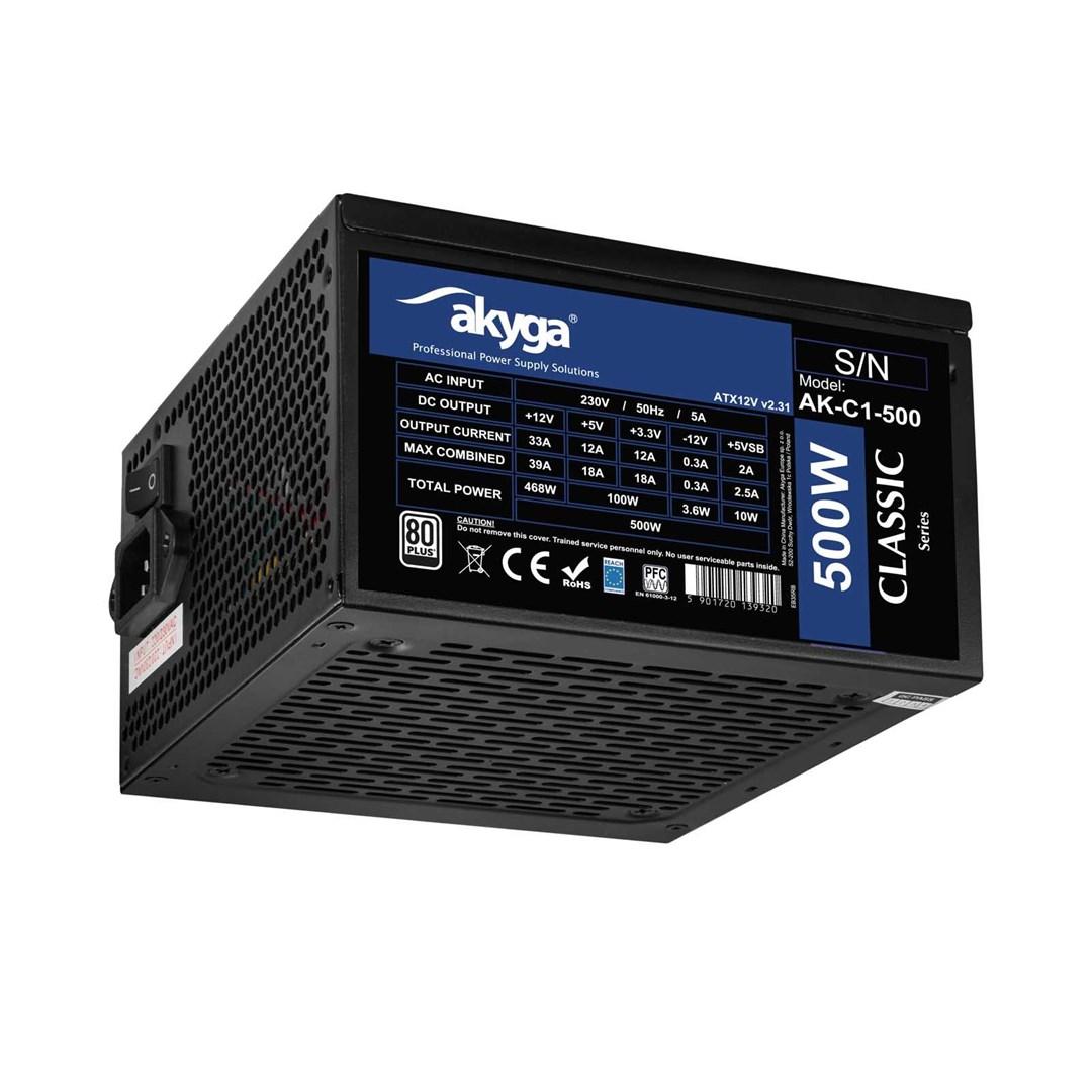 Akyga AK-C1-500 ATX strømforsyning 500 W - sort