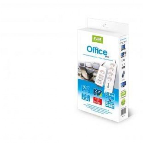 Ever Office Plus stikdåse - 7 udtag, overspændingsbeskyttelse, hvid