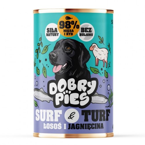 Dobry Pies Surf & Turf - vådfoder til hund med laks og lam, 400 g