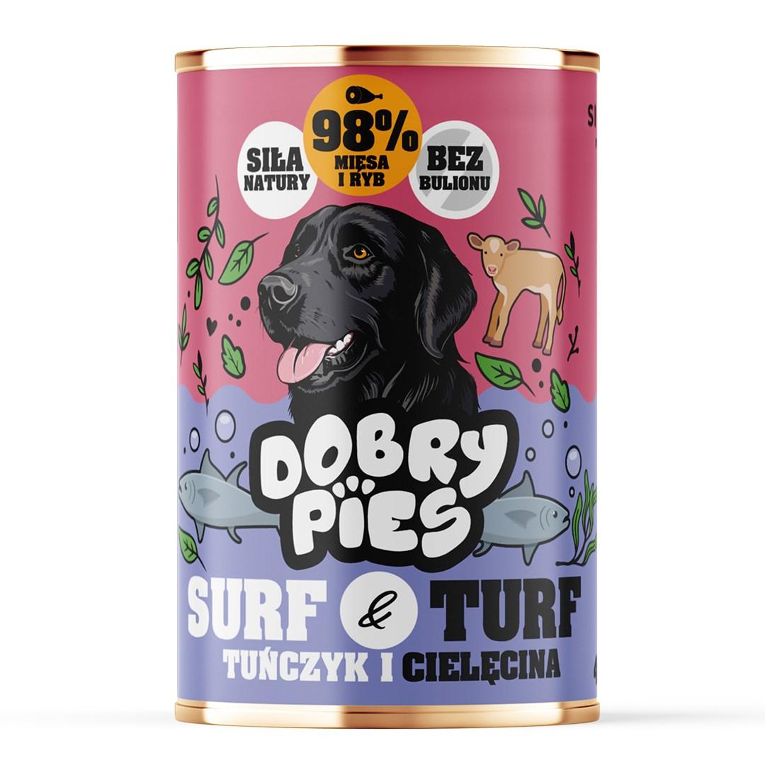 Dobry Pies Surf & Turf - tun og kalv vådfoder til hunde, 400 g