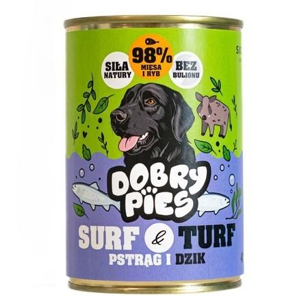 Dobry Pies Surf & Turf - ørred & vildsvin vådfoder til hund - 400 g