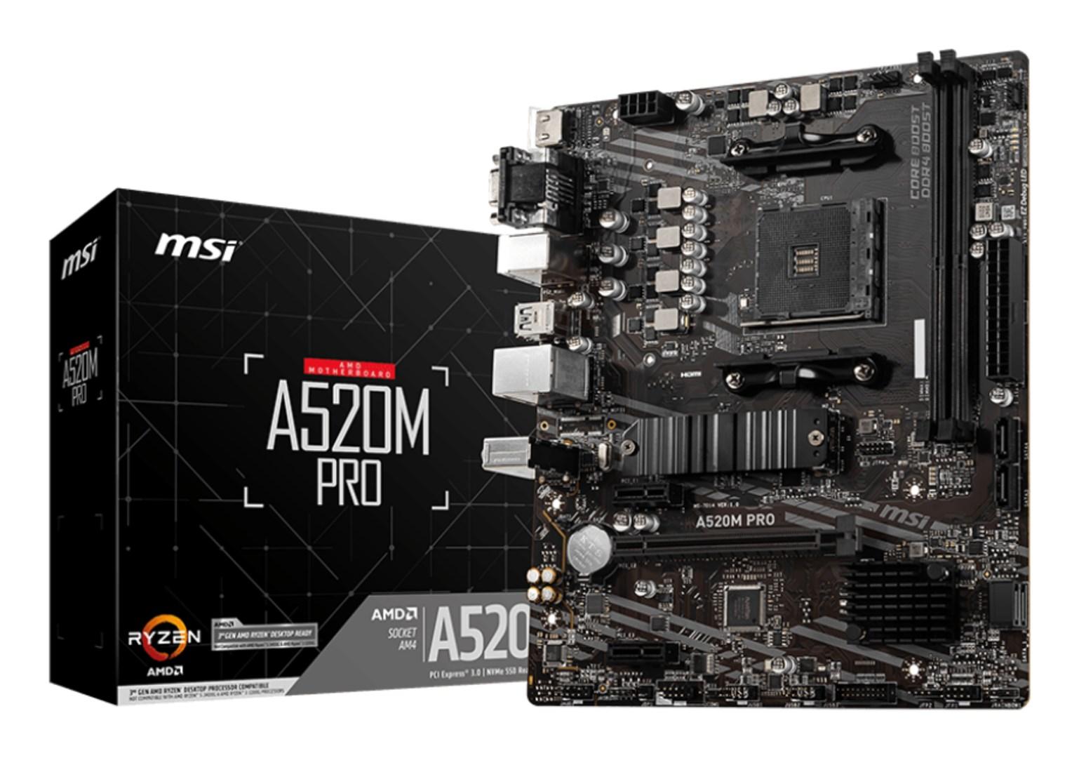 MSI A520M PRO - AM4 micro ATX bundkort (AMD A520)